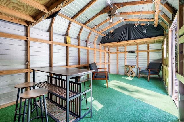 storage room featuring ceiling fan