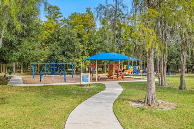 view of playground with a yard