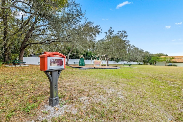 surrounding community featuring a yard and a playground