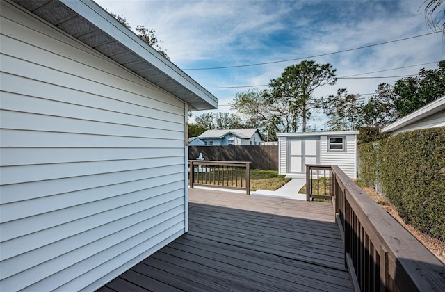 deck featuring a storage unit