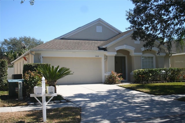 ranch-style home with a garage