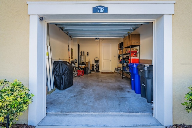 garage with a garage door opener