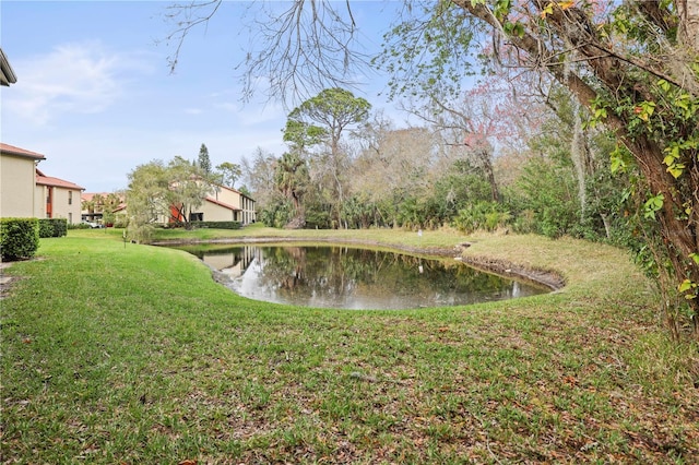 view of yard featuring a water view