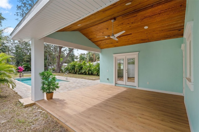 view of patio / terrace with french doors and ceiling fan