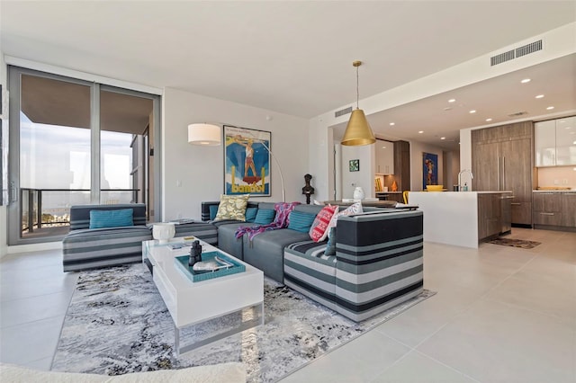 living room featuring expansive windows