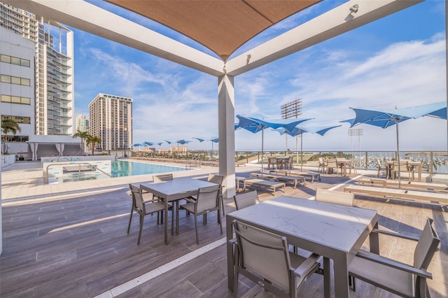 view of patio / terrace featuring a swimming pool side deck