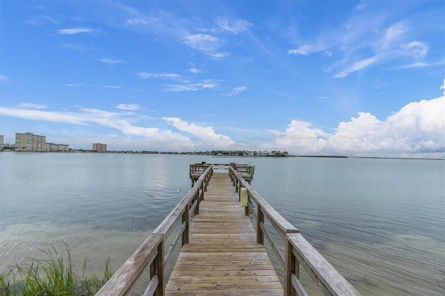 dock area featuring a water view