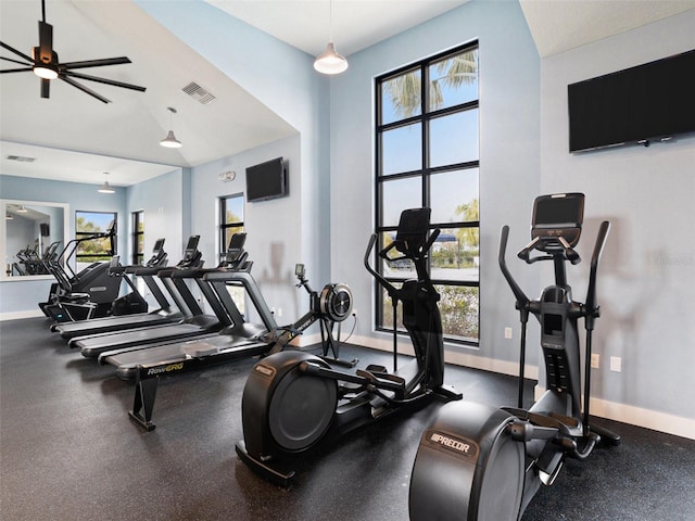 gym with visible vents and baseboards