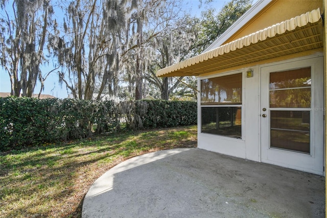 view of patio featuring french doors