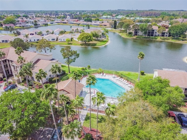 bird's eye view featuring a water view