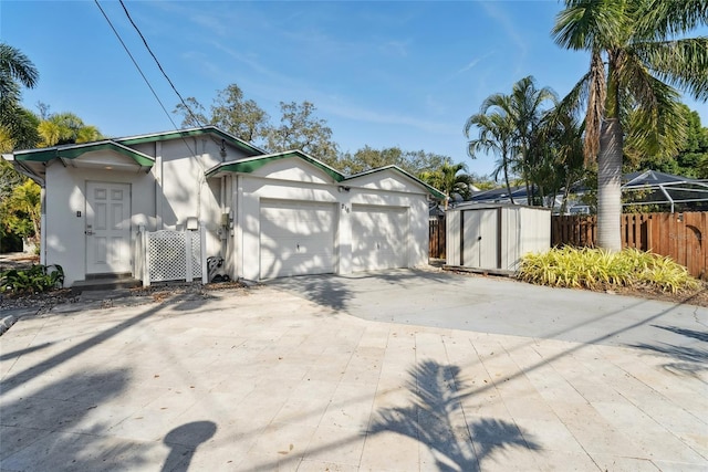 exterior space featuring a garage