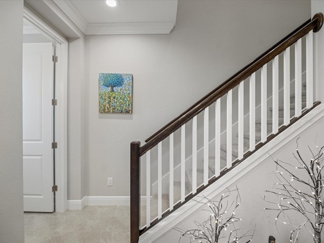 staircase with ornamental molding