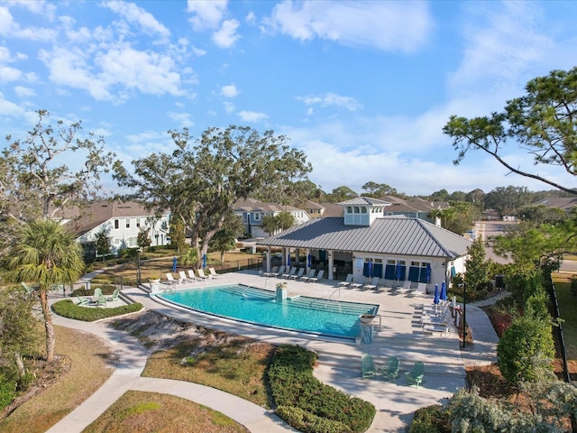 view of pool featuring a patio