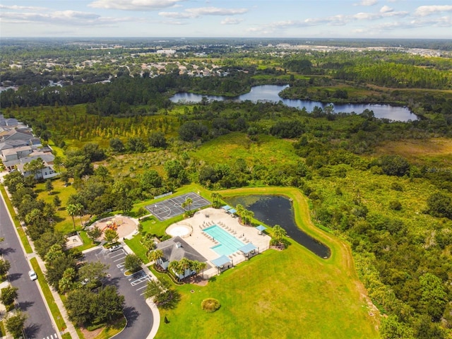 bird's eye view featuring a water view