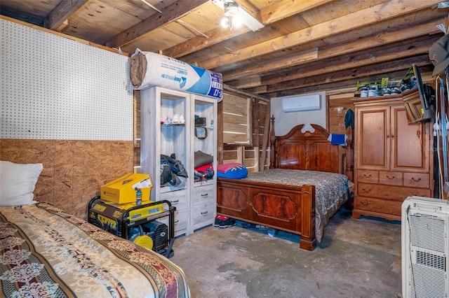 bedroom featuring cooling unit and a wall unit AC