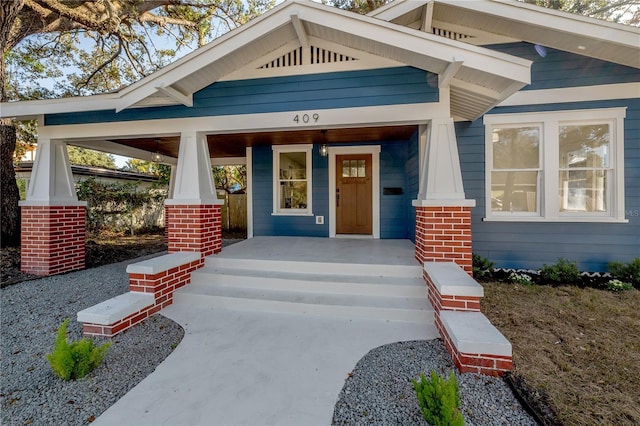 property entrance with a porch