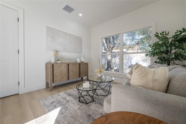 living room with light wood-type flooring