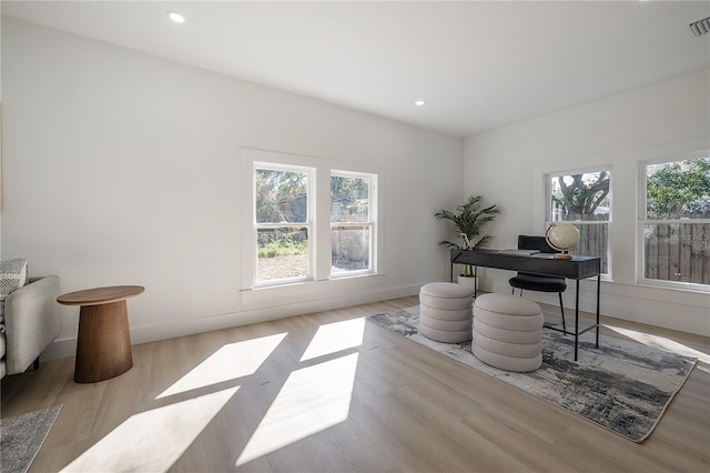 office featuring light hardwood / wood-style flooring