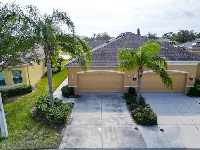 single story home with a garage