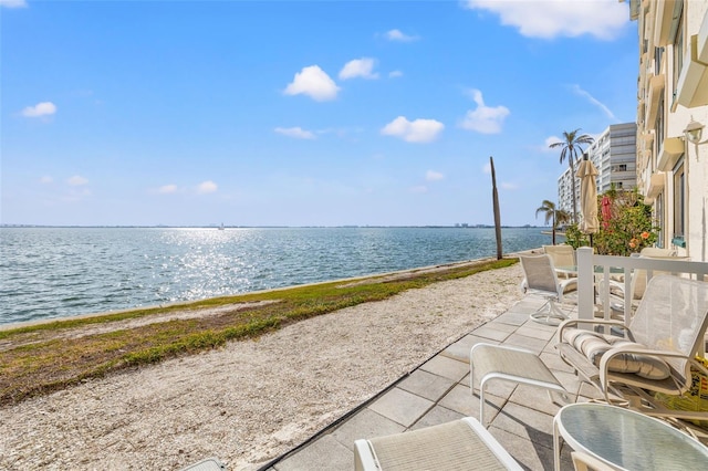 view of water feature featuring a beach view