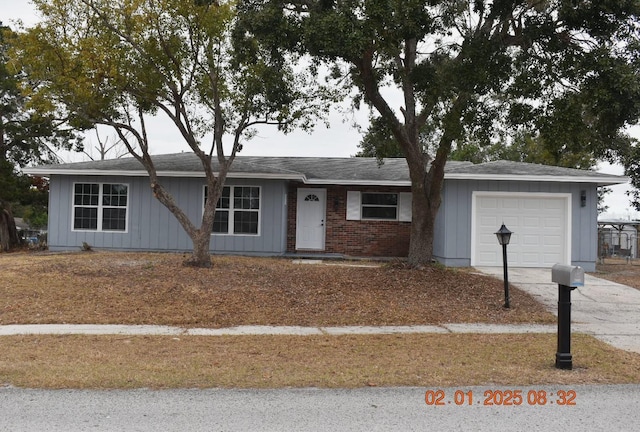 ranch-style home with a garage