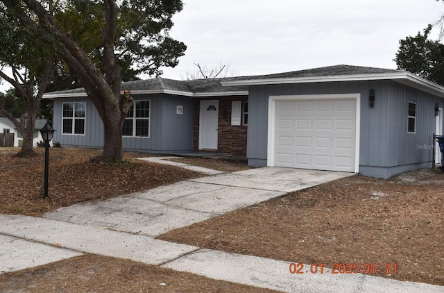 ranch-style home with a garage