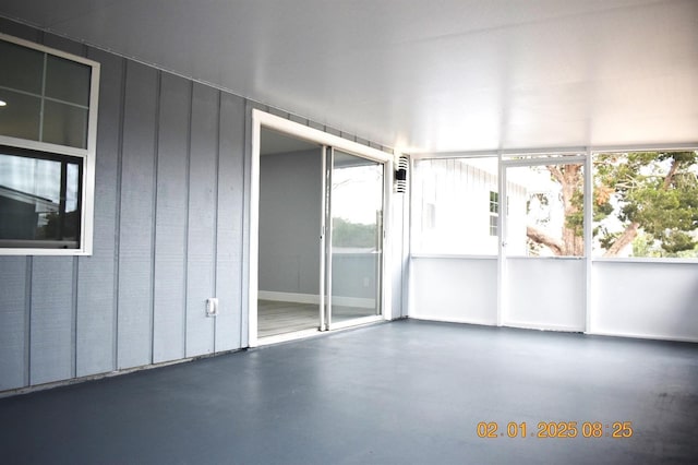 view of unfurnished sunroom