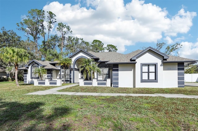 single story home featuring a front yard