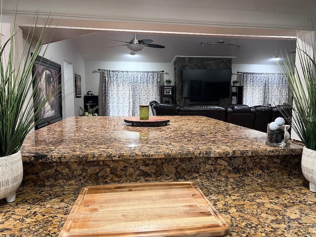 kitchen featuring ceiling fan