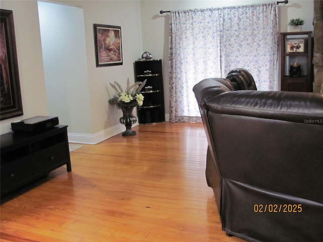 living room with light wood-type flooring