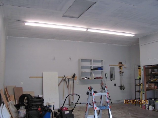 garage with electric panel