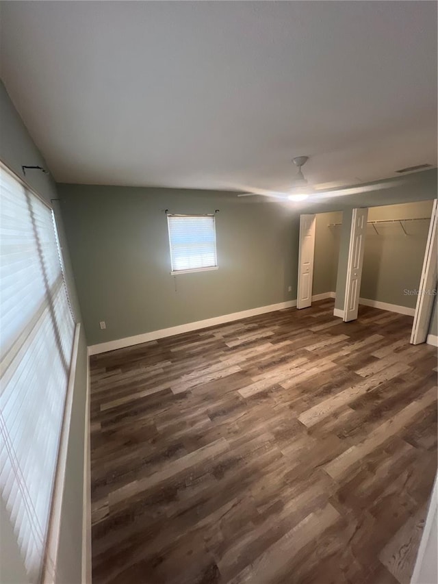 basement with dark wood-type flooring