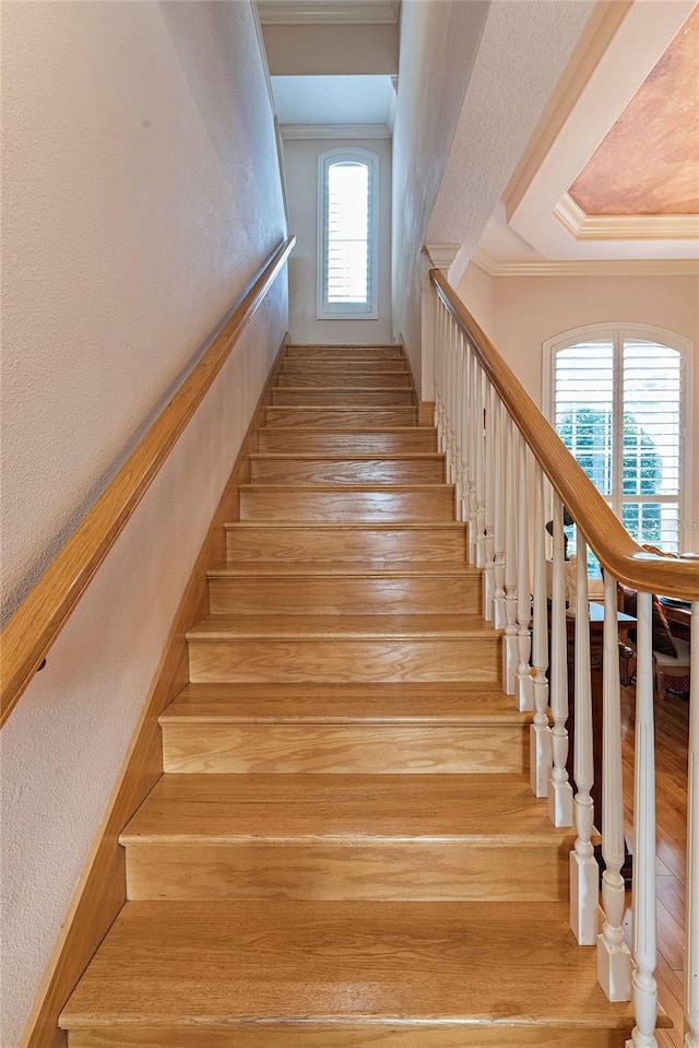 staircase with ornamental molding