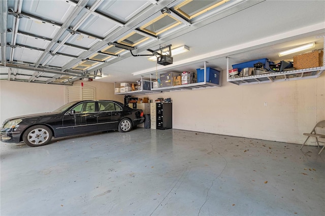 garage with a garage door opener