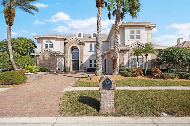 view of front of home with a front yard