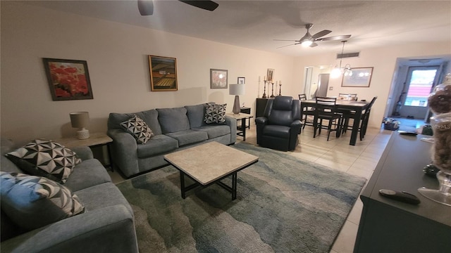 5880 38th Ave N Unit 204, Saint Petersburg, FL 33710 - living room featuring ceiling fan and light tile patterned floors