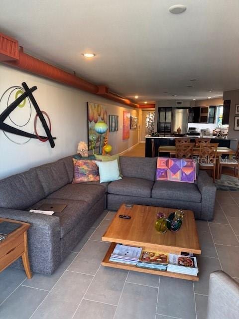 view of tiled living room