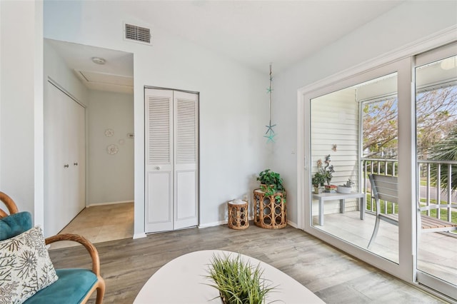 sitting room featuring hardwood / wood-style flooring