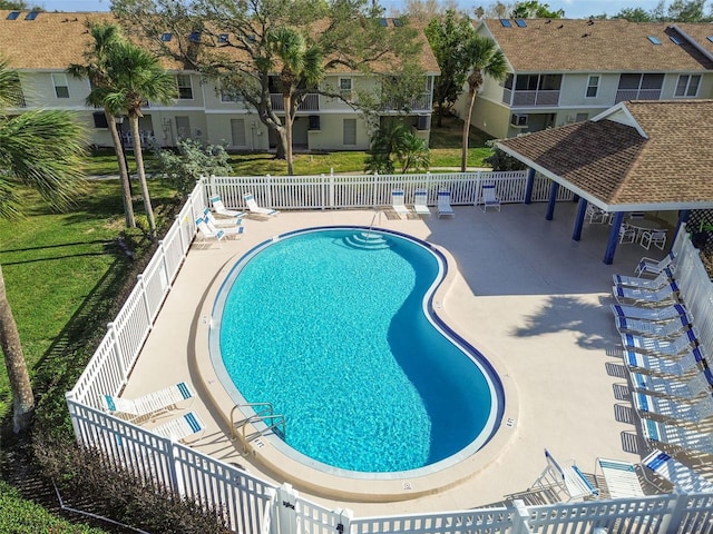 view of swimming pool featuring a patio