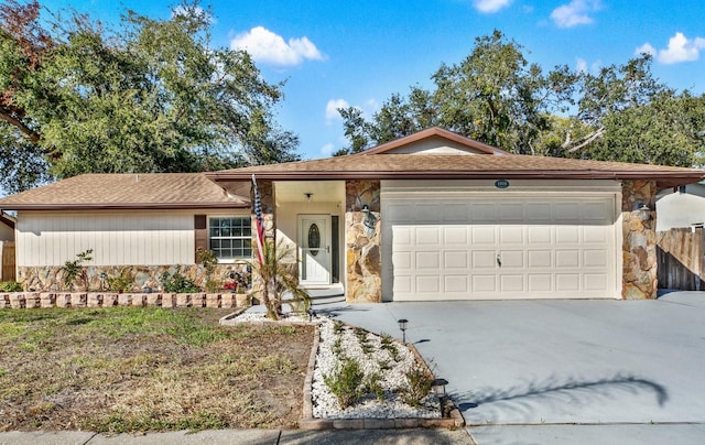 ranch-style home featuring a garage