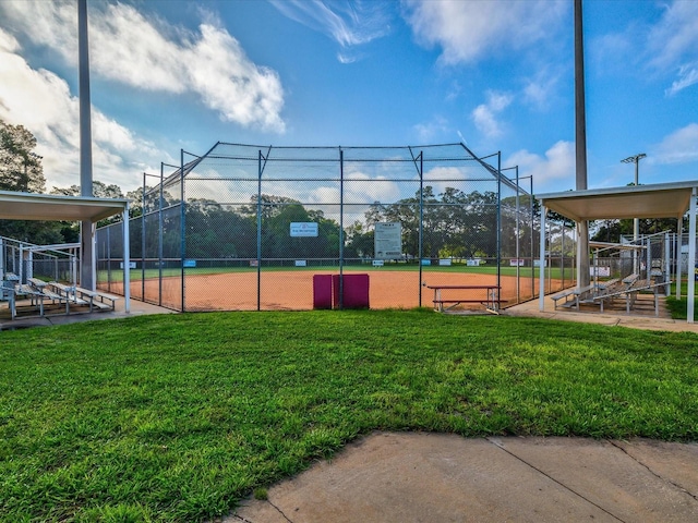 view of home's community featuring a yard and fence