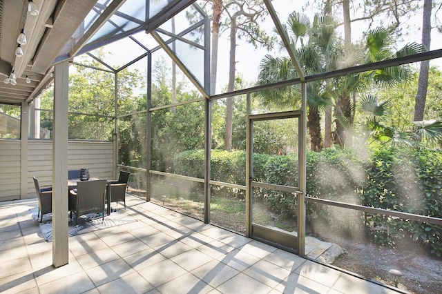 view of unfurnished sunroom