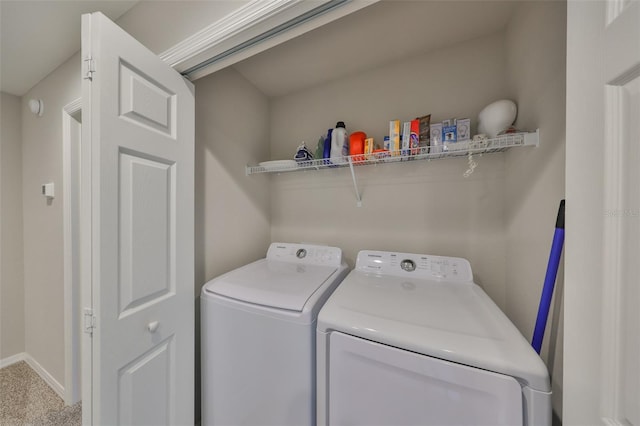 washroom with separate washer and dryer