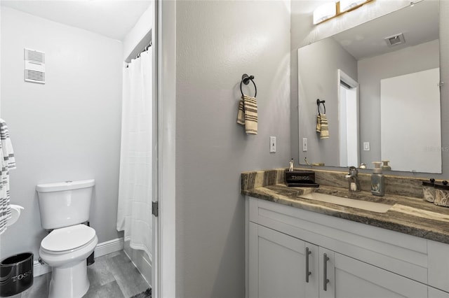 full bathroom featuring vanity, toilet, shower / tub combo, and wood-type flooring