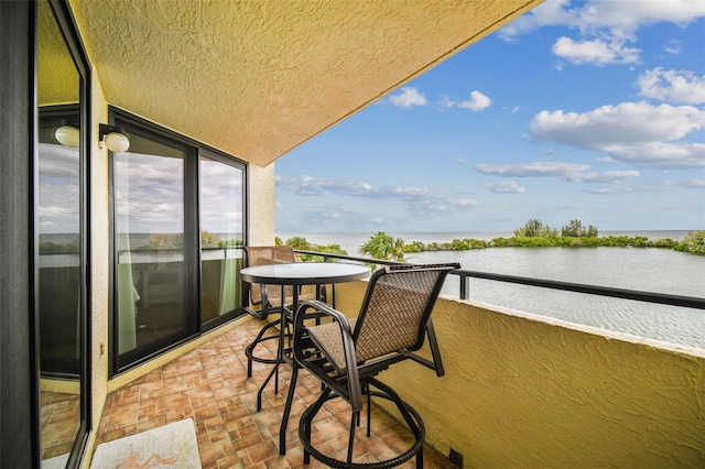 balcony with a water view