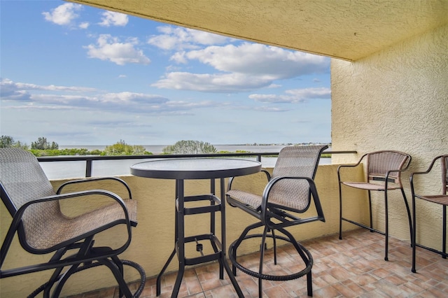 balcony with a water view