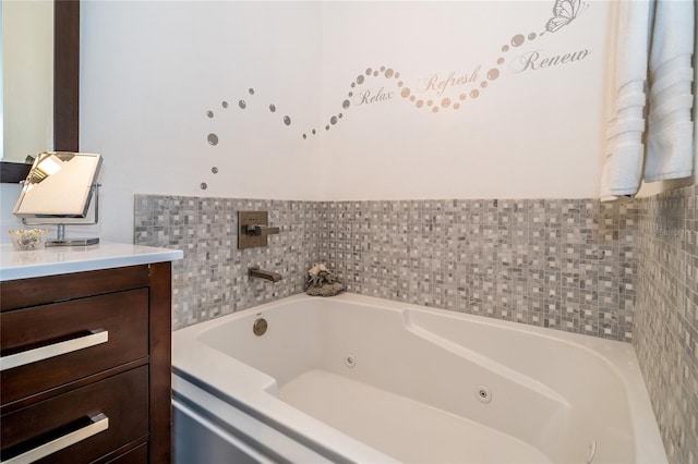 bathroom featuring vanity and a bathtub