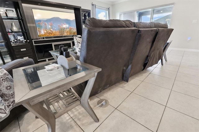 interior space featuring light tile patterned floors