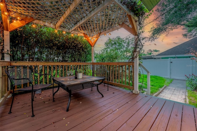 view of deck at dusk