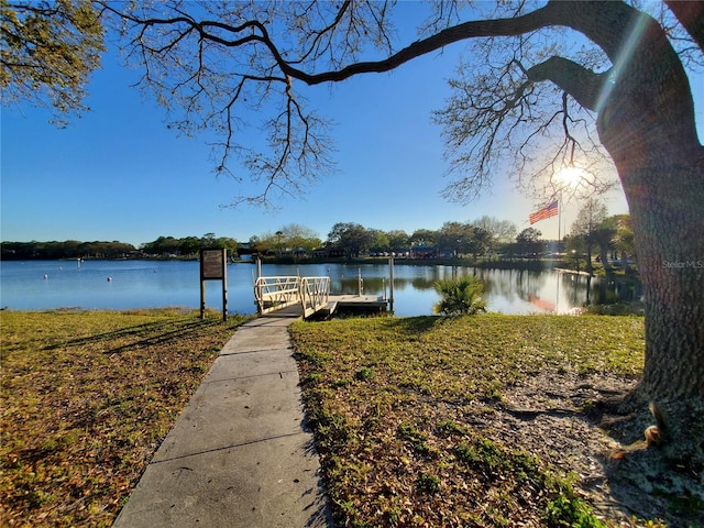 dock area featuring a water view